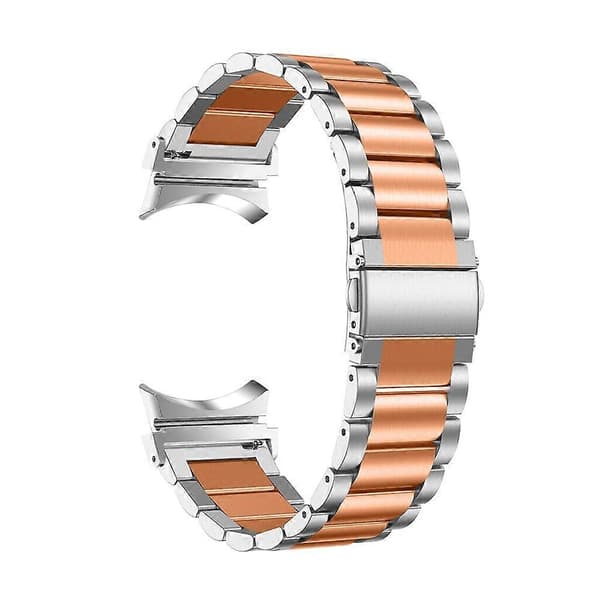 Til Samsung Galaxy Watch7 44mm 40mm Rustfrit Stål 3-Perle Armbånd - Rosaguld Multic Multicolor Silver Rose Gold