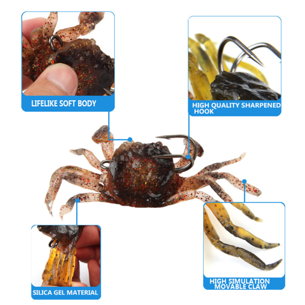 3D-simulering Mjuk fiskebete Mask lockar Vevbeten Krokar Tackle