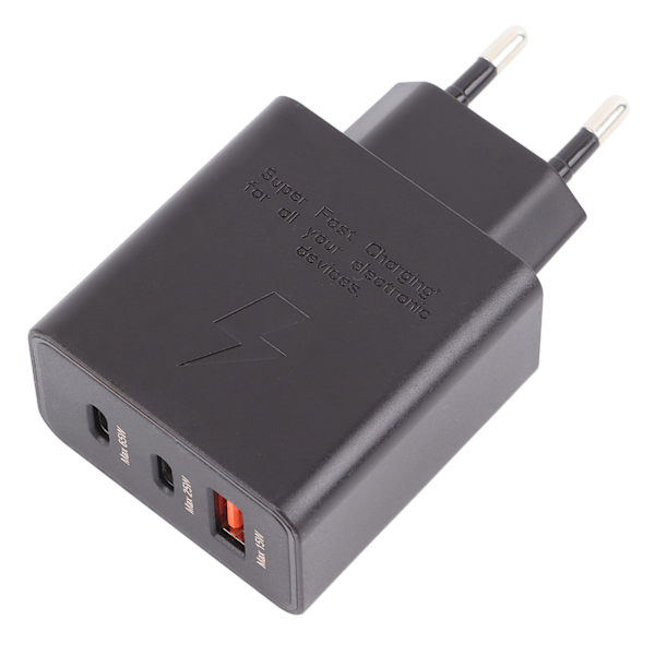 Power PD65W seinälaturi 3-porttinen pikalataus kaapelilatauslohkolla EU-pistoke 100-240V puhelimelle