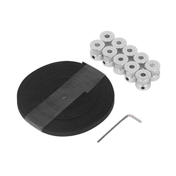 Aluminiumlegering 20-tandade synkrona hjul Gummi 6 mm kamremssats för CNC 3D-skrivare