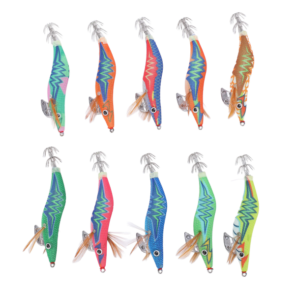 Blæksprutte Jig fiskelokkemad med 3D naturtro øjne udendørs lysende hale Saltvandsrejer lokker2,5#