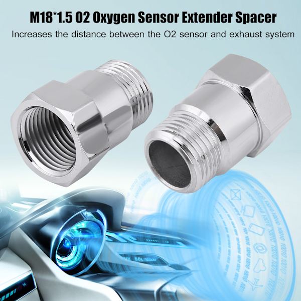 2 stk. 32 mm M18*1.5 O2 Ilt Sensor Forlænger Spacer Bøsninger Adapter Sølv