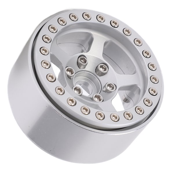 1.9 Tum Beadlock Hjul Aluminiumlegering 5 Håls Silverfälgar Icke-Färgande Lås Däck RC Hjul Fälgar Hjulnav Silver