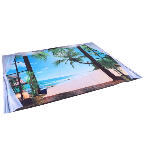 Fönster Strandlandskap Mönster Gobeläng Vägg Hängande för Vardagsrum Sovrum Konst Dekor 150x150cm