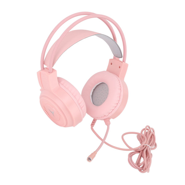 Peliheadset RGB-valaistuksella, 7.1-kanavainen tilaääni, USB- ja 3,5 mm:n kaksoisliitin, langalliset pelikuulokkeet PC-konsolille, kannettavalle tietokoneelle, vaaleanpunainen