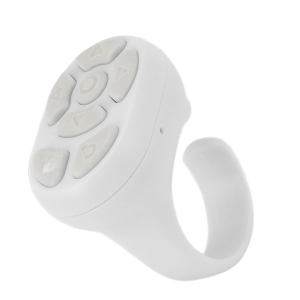 Fjernkontroll Scrolling Ring Bluetooth 5.3 APP Page Turner Kamerautløser Fjernkontroll Selfie-knappklikker med ladeveske for mobiltelefon Hvit