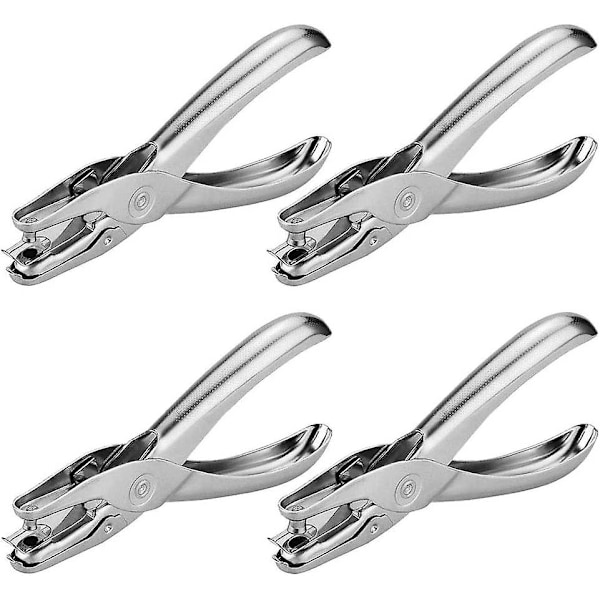 Metal Punch Plier - 4 Piece Set, 3mm and 6mm Round Hole Paper Punch, Ideal for Office, School, and Paper Finishing, Silver