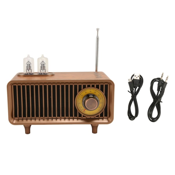 Mini træ FM stereo lyd Radio Vintage imiteret trækorn bærbar Bluetooth højttaler