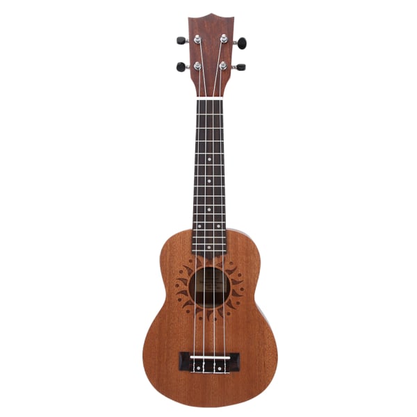 21 tuuman Sapele Ukulele 4-kielinen Hawaii-kitara-soitin (Sun Flower Round Sound Hole)