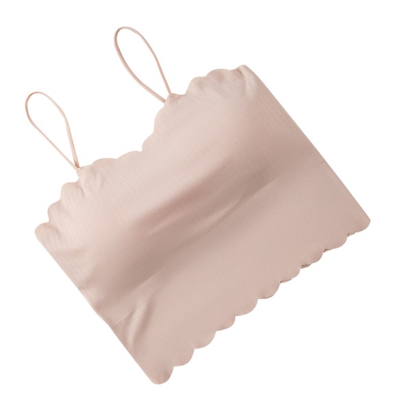 Kvindes Kort Tanktop Spaghettistropper Slim Fit Polstret Sømløs Tanktop til Daglig Brug Pink Fri Størrelse