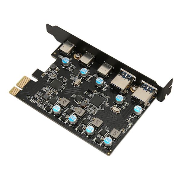 UP5300 5 portin USB 3.1 PCIe -laajennuskortti 5 Gbps nopean tiedonsiirron pöytätietokoneen laajennuskortti Windows 7 8 10 -käyttöjärjestelmälle OS X