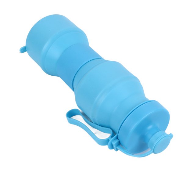 Vikbar Vattenflaska 800ml PP Livsmedelsgodkänd Portabel Utomhus Hopfällbar Sportvattenflaska för Resor Gym Camping Vandring Himmelsblå