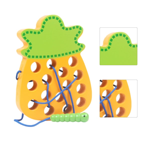 Treleksing leketøy i tre Montessori Orm som spiser frukt Treleksing reiselek for barn Tidlig utdanning leketøy Ananas