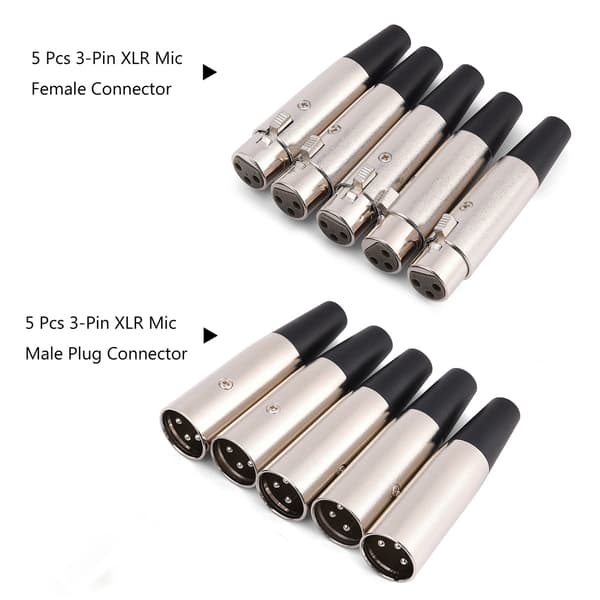 5 par 3-pin XLR mikrofon lydstik hanstik hunstik