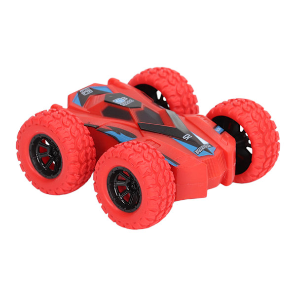 Dobbeltsidet Pull Back Bil Friktionsdrevet 4 Store Dæk 360 Graders Roterende Mini Flips Inertia Stunt Bil Rød