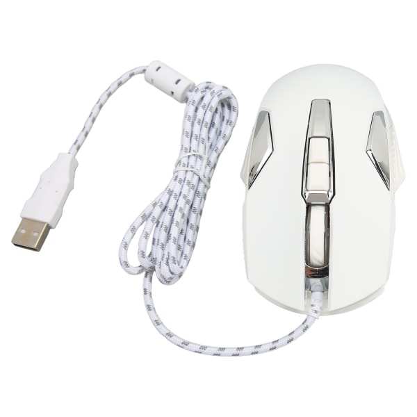RGB Gaming Mouse 7200 DPI Programmerbare knapper Bakgrunnsbelysning Programvarestøtte DIY Rapid Fire Button USB Wired Game Mouse White