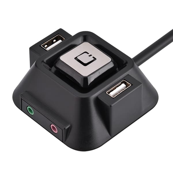 Stasjonær PC-kabinett Bryter Doble USB-porter Strøm Reset-knapp Lyd Mikrofonport