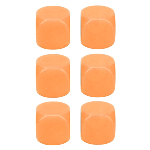 6 stk store terninger sett rundt hjørne plast vanntett Praktisk glatte ansikt terninger for DIY Party Gaming Orange