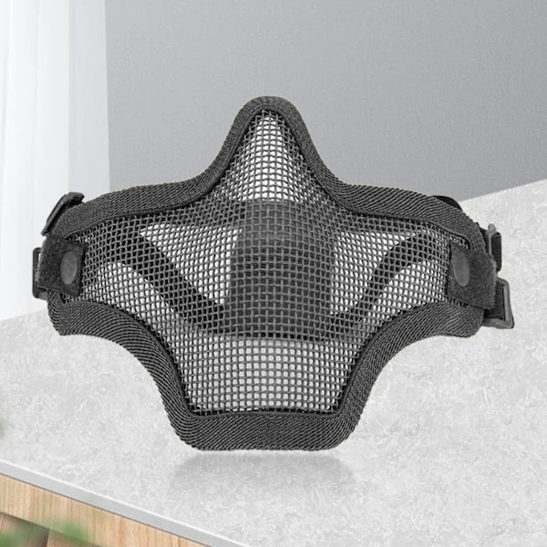 Halv ansiktsmask Skyddande stålmask Snygg design 54 till 62 cm Huvudskydd för utomhusaktiviteter Svart