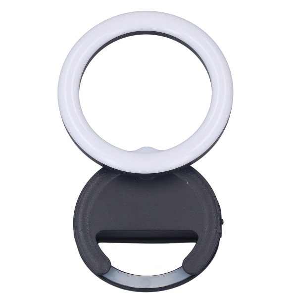 Clip On Ring Light för telefon 180 graders rotation 3 färger LED Selfie Ring Light för telefon Tabletter Bärbara datorer Svart