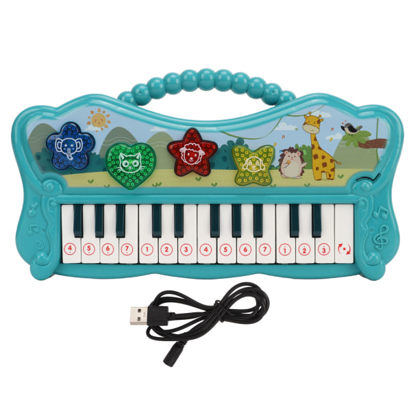 Klavertastatur til børn Bærbar mini tegneserie elektronisk orgel Pædagogisk læringslegetøj til drenge piger Fødselsdagsgaver Grøn