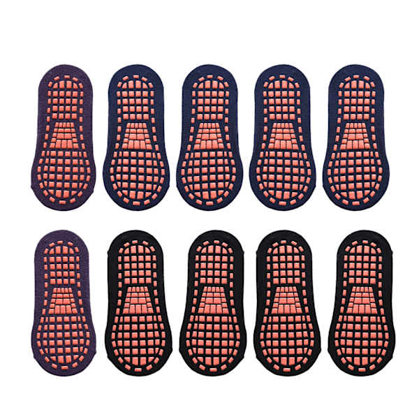 10 paria Grip-sukkia, pehmeät, hengittävät, joustavat, liukkaat sukat, tossut, pehmustetut sukat, musta, tummansininen, syvä violetti, isot lapset 29-34