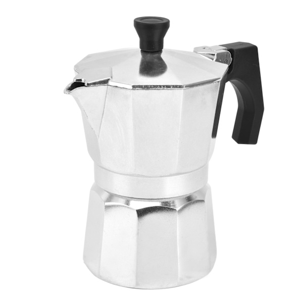 Kaffetillverkare för spishäll, kaffekokare i aluminium, åttakantig form för stark smak, 150 ml