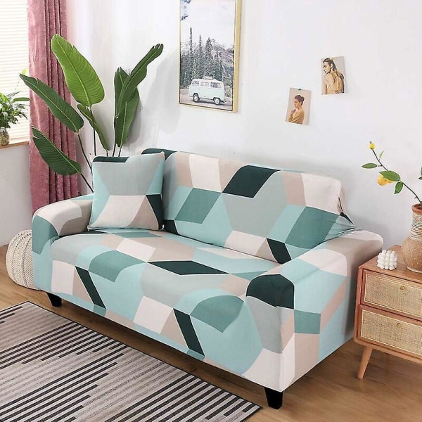 Stræksofabetræk - Universalt elastisk betræk til 3-personers sofa med armlæn (lys farveblokmønster)