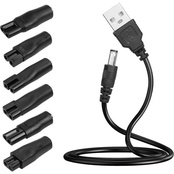 USB-barbermaskinladersett for elektriske klippere, barbermaskiner, pleieapparater, luftrensere og andre enheter