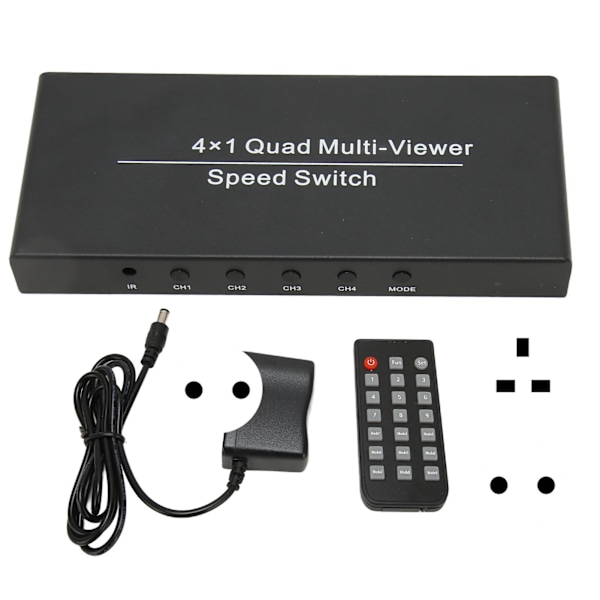 4X1 HD Multimedia Interface Multi Switcher 4 inn 1 ut 1080P ved 60Hz HD Multimedia Interface Multi Viewer 100‑240V EU-kontakt