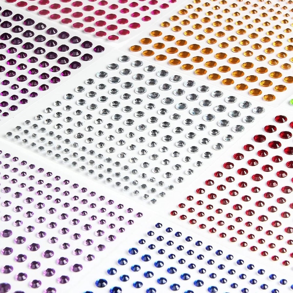 2300+ stykker selvklebende 3 mm rhinestone edelsten-klistremerker for DIY-håndverk, neglekunst, kropp og sminkedekorasjon