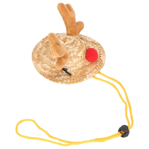Skäggagamhatt med älghorn Dekor Justerbar Spänne Rem Liten Husdjur Halmhatt för Ödla Hamster Råttor Marsvin L