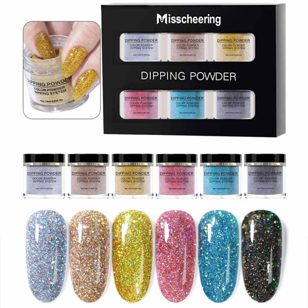 Nail art dopppulversett uten baklampe Fransk dopppulver neglglitter Dopppulver A8