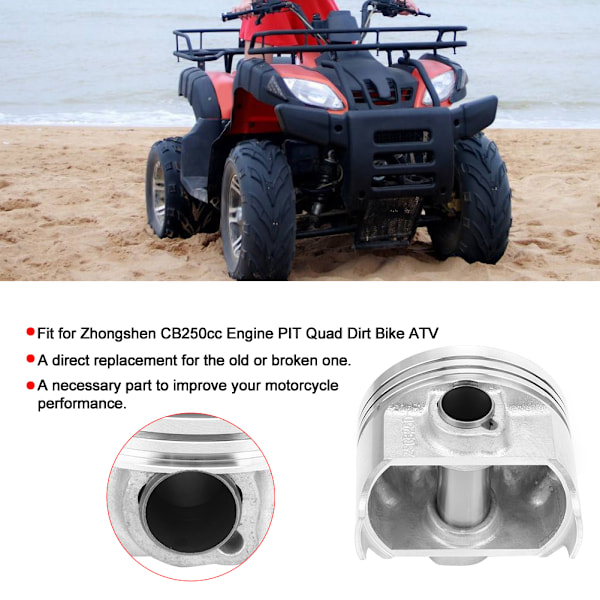 Pistonringssats för motorcykel, passar Zhongshen CB250cc motor PIT Quad Dirt Bike ATV