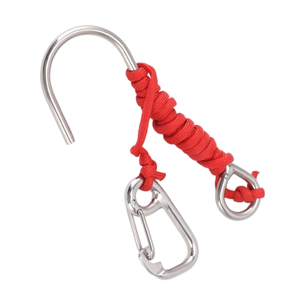 Dykking Rustfritt stål Enkelkrok Dykkerrevkrok med lanyard Quick Release-spenne Rød