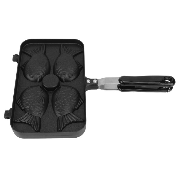 Taiyaki-stekpanna 4 rutnät Non Stick Dubbelsidig med svart anti-skållande handtag Aluminiumlegering Våffelpanna för kök