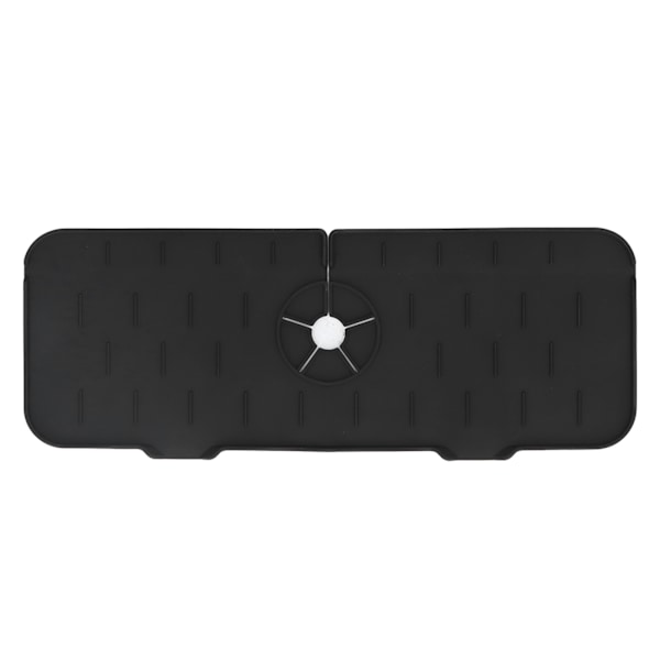 Vandhane Absorberende Måtte Vaskbar Genanvendelig Silikone Vask Bordplade Vandopsamler til Køkken Badeværelse RV 61x14cm Sort