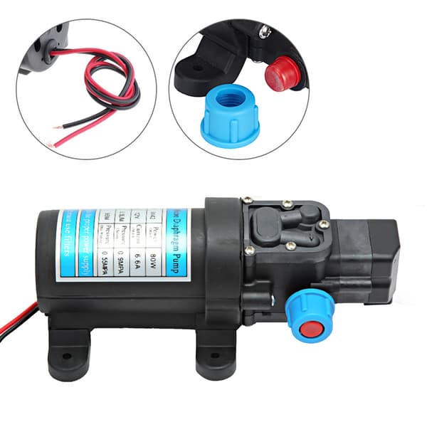 12V 80W Självsugande Elektrisk Högtrycks Mikromembranvattenpump Biltvätt Tryckomkoppling