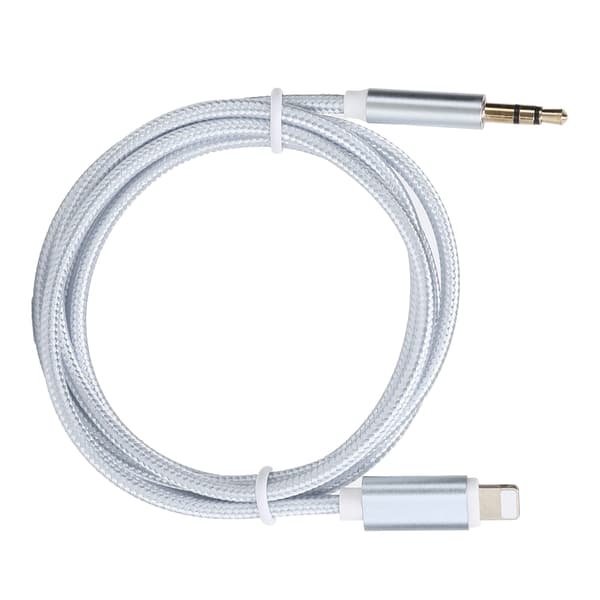 IOS AUX-kabel 3,5 mm lydadapter nylonflettet hvit