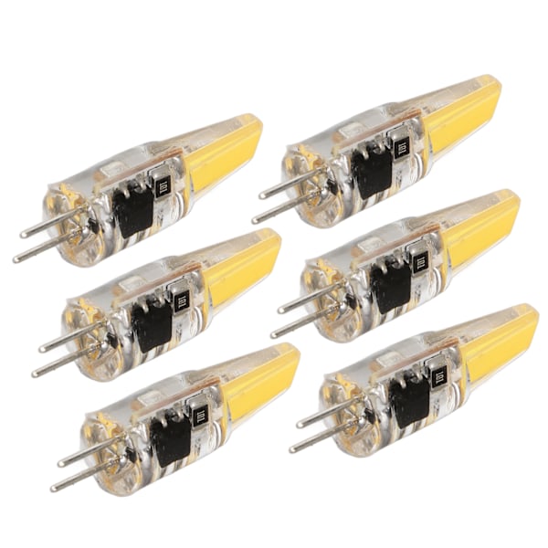 6 stk. 6W 500LM G4 pære LED COB silikagel energibesparende lampepære til loftslampe væglampe bordlampe 220V varm hvid