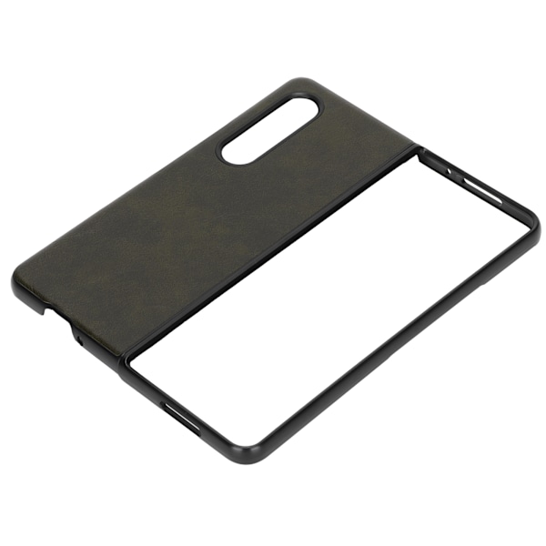 Fodral i läder med mönster för Samsung Galaxy Z Fold 3, stötsäkert, armégrönt