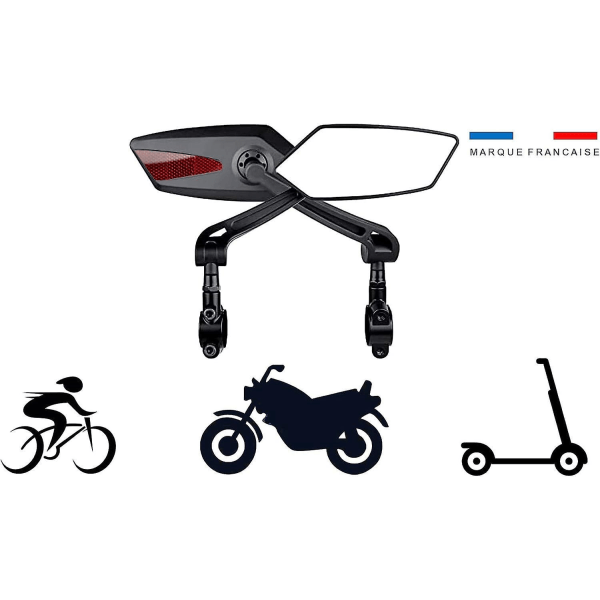 High-End speil for sykkel, elektrisk scooter og motorsykkel (sett med 2) med monteringsverktøy inkludert