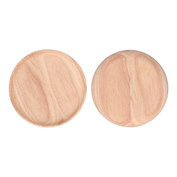 Rund serveringsbrett i gummitre for middag, te, frukt, snacks og matlagring, 20 cm