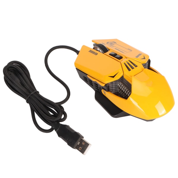 Kablet mus Ergonomisk RGB bakgrunnsbelyst Justerbar DPI 7 programmerbare taster Gaming Mus for Gaming Office Study Gul