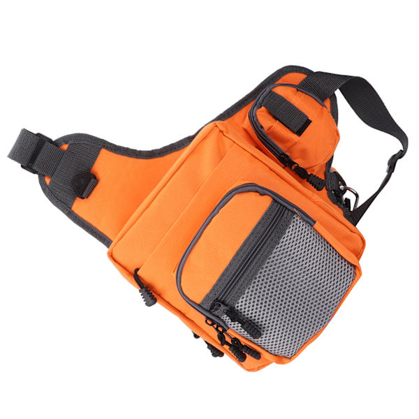 Polyester multifunktionel fiskegrej crossbody taske med justerbare skulderstropper (orange)