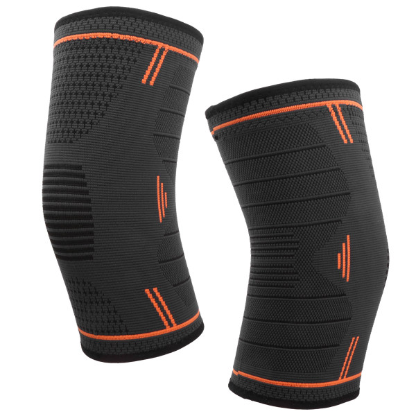 Outdoor AntiSlip Sports Polvisuoja Fitness Polvituki Neulottu Polvi Kompressiohiha (M oranssi)