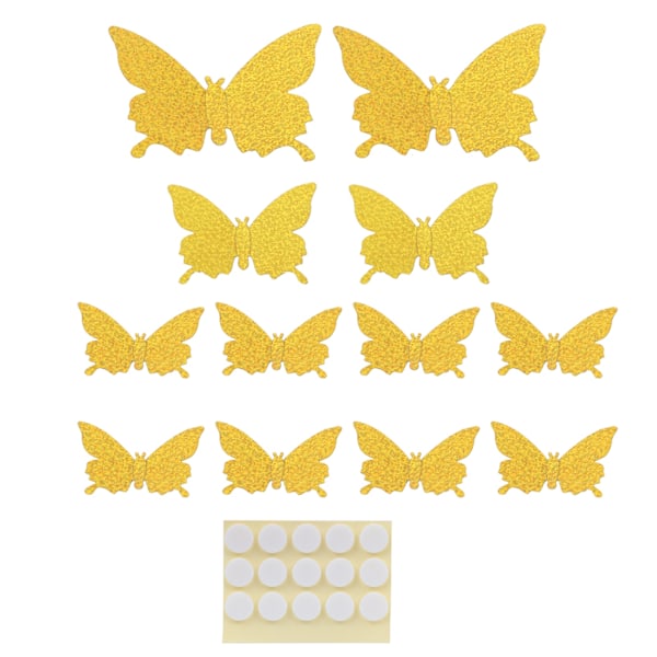 12 stk/sett 3-dimensjonalt klistremerke Simulering Flash Tapet Stue Bryllup Veggkunst for HjemShiny Gold
