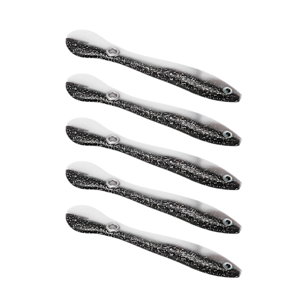 5kpl/ set 10cm 6g Pehmeä viehe 3D Eyes Enlarged Tail Coil Keinotekoinen Soft Loach -kalastusuheMusta valkoinen