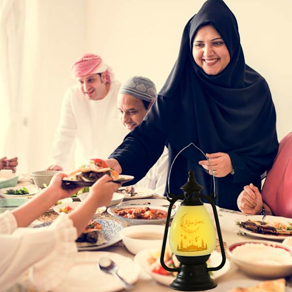 Ramadan-lampe Eid elektronisk stearinlys lysestake vindlampe for hjemmedekorasjon