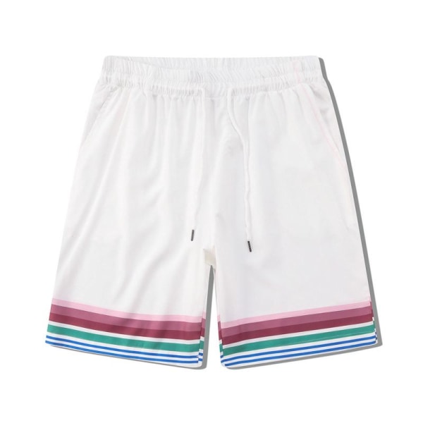 Stadium Print Casablanca Tennis Club kortærmet skjorte og shortsæt, unisex til sommer, afslappet hiphop hawaiiansk strandstil CA43 XL